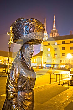 Dolac market of Zagreb statue view