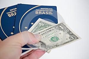 Dolares with Brazilian passport for travel abroad.