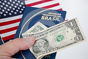 Dolares with Brazilian passport for travel abroad.