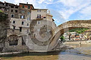 Dolceacqua village, Liguria, Italy. Stone bridge