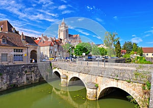 Dole church and bridge in France