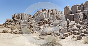 Dolerite big boulders butte in desert, near Hobas, Namibia