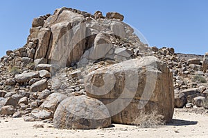 Dolerite boulder butte in desert, near Hobas, Namibia