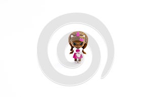 doll black, african american, negroid girl on a white background, isolated object
