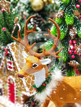 Doll cute reindeer decorated celebrate the Christmas festival.
