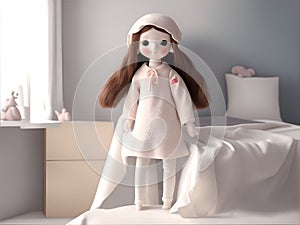 A doll in a dollhouse. Generated by AI.