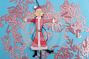 Doll dressed like Santa Claus, ornament for christmas tree