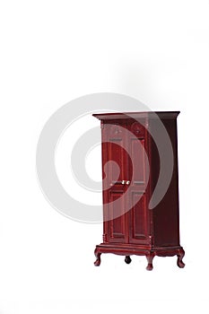 Doll house interior - brown wardrobe isolated on white background