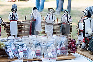 Doll men and women in the Moldovan national costumes