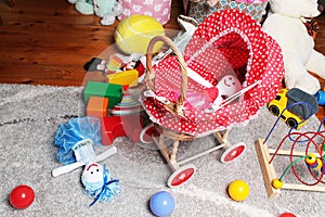 Doll's trolley in child's room