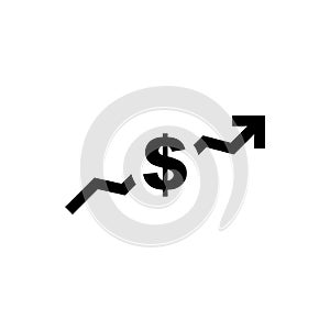 Dollar, arrow indicates a price increase, icon vector photo