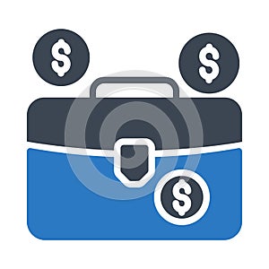 Dollar bag glyph color flat vector icon