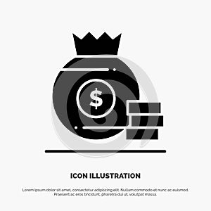 Dollar, Bag, Money, American solid Glyph Icon vector