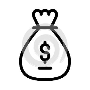 Dollar bag thin line vector icon