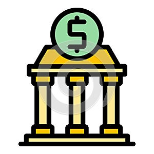 Dollar bank icon vector flat