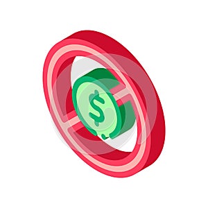 Dollar Banknote Ban isometric icon vector illustration