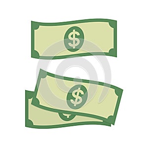 Dollar banknote. Flat design vector illustration. Business and finance concept.