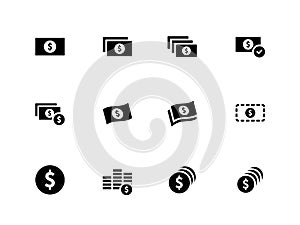 Dollar Banknote icons on white background.