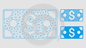 Dollar Banknote Vector Mesh Carcass Model and Triangle Mosaic Icon