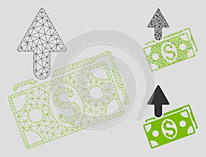 Dollar Banknotes Expences Vector Mesh Wire Frame Model and Triangle Mosaic Icon