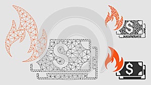 Dollar Banknotes Fire Vector Mesh 2D Model and Triangle Mosaic Icon