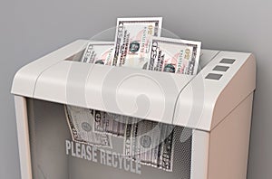 Dollar Banknotes In Shredder