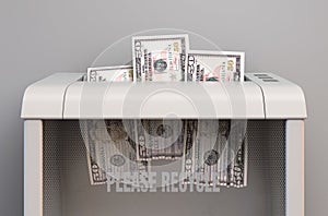 Dollar Banknotes In Shredder