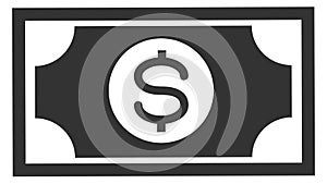 Dollar bill black icon. Money cash symbol photo