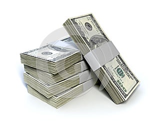 Dollar Bill Bundles Pile