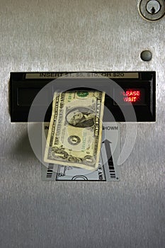 Dollar bill in a change machine