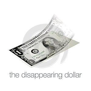 A dollar bill disappears in our inflated, weak economy photo
