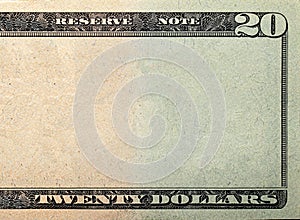 20 dollar bill with empty middle area