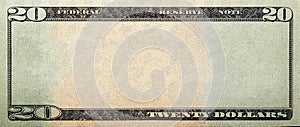 20 dollar bill with empty middle area