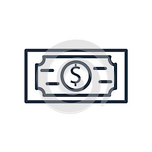Dollar bill icon vector isolated on white background, Dollar bill sign