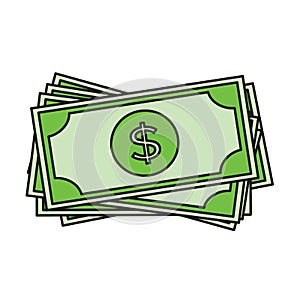 Dollar bills icon. USD currency symbol