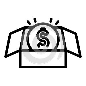 Dollar box icon, outline style