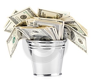 Dollar in bucket