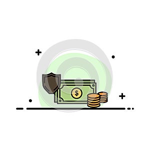 Dollar, Business, Coins, Finance, Gold, Money, Payment  Business Flat Line Filled Icon Vector Banner Template