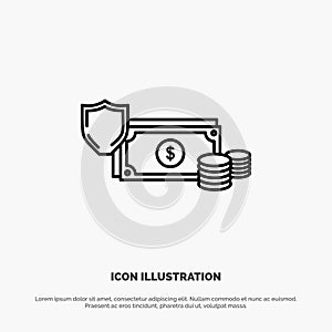 Dollar, Business, Coins, Finance, Gold, Money, Payment Line Icon Vector