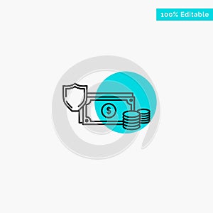 Dollar, Business, Coins, Finance, Gold, Money, Payment turquoise highlight circle point Vector icon