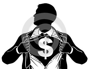 Dollar Business Man Superhero Tearing Shirt Chest