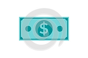 Dollar cash icon. simple dollar money icon in greenish blue color.