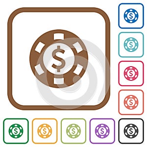 Dollar casino chip simple icons