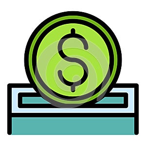 Dollar coin help icon vector flat