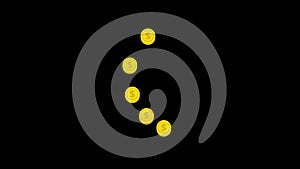 dollar coin icon loop animation with alpha channel, transparent background, ProRes 444