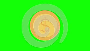 dollar coin icon loop animation with alpha channel, transparent background, ProRes 444