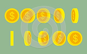 Dollar coin rotating gif animation sprite sheet photo