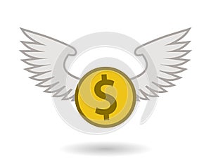 dollar coin with wings