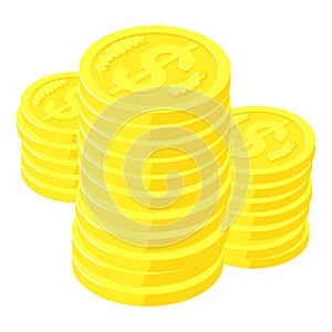 Dollar coins icon, isometric style