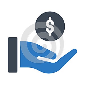 Dollar glyph colour vector  icon
